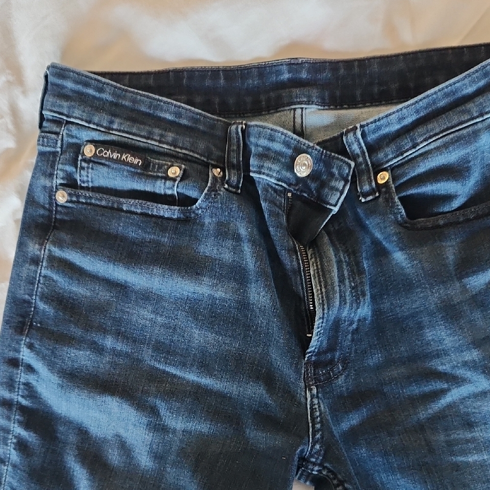 Calvin Klein Stretch Fit Blue Jeans with Classic Fading